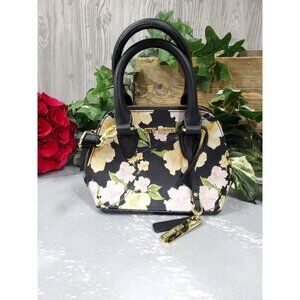 Steve Madden Black Crossbody Mini Handbag Dome Full Zip Floral Romantic